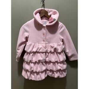 Mack & Co Girl Luxury Boutique Pink Rose Ruffle Tiered Fleece Coat Jacket 6